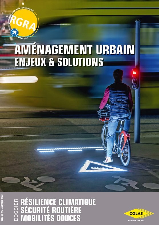Signalisation lumineuse et dynamique Flowell sur une piste cyclable du du campus universitaire de la Doua, à Lyon. 