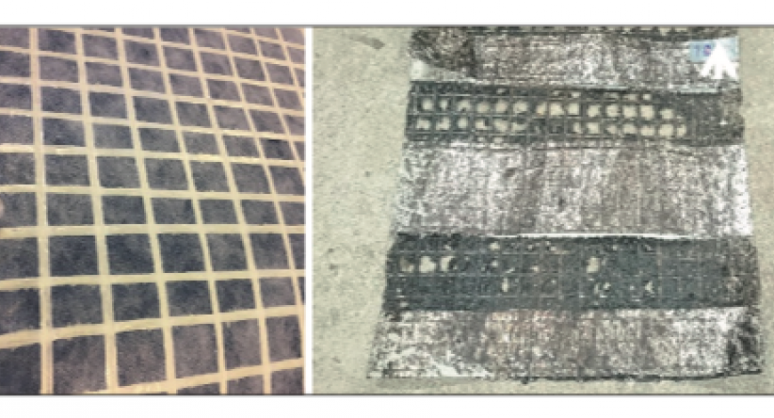 De gauche à droite : • grille neuve, • grille récupérée de la planche expérimentale, avec les protections.