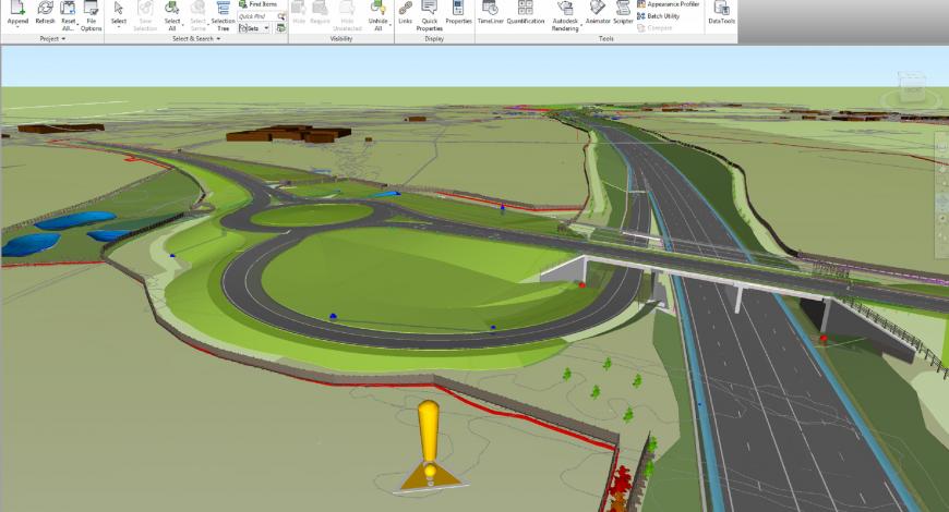 Aperçu d'une maquette numérique d'infrastructures routières.  