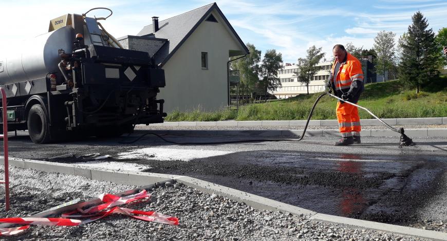 Le tronçon expérimental en chantier.