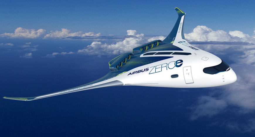 Airbus s’est fixé comme objectif d’être le premier constructeur à atteindre en 2035 le zéro émission avec différents concepts d’avions propulsés à l’hydrogène, dont le Blended-Wing Body (BWB).