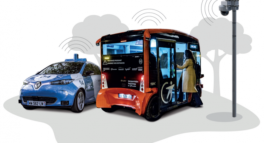 Les véhicules autonomes et connectés du projet Paris-Saclay Autonomous Lab.
