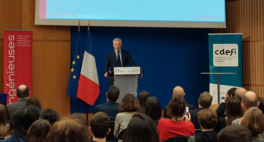 Bruno Le Maire, à l'occasion de la cérémonie de remise des prix du concours Ingénieuses.