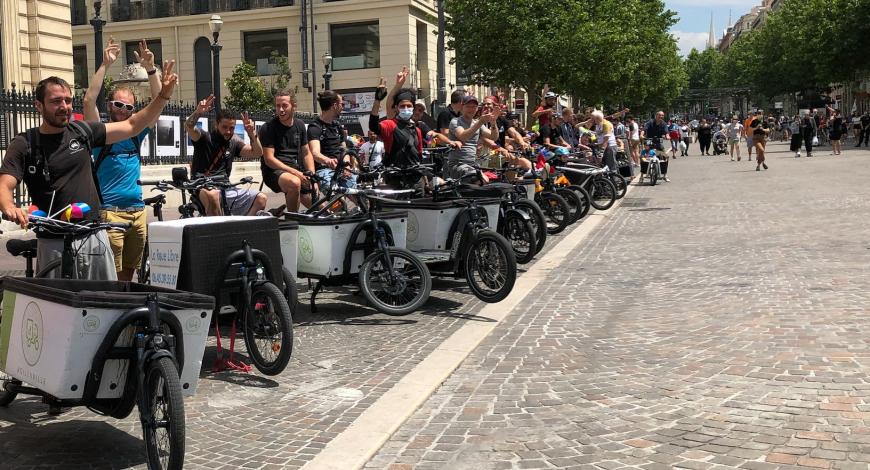 Les vélos cargo de la cyclologistique lors de la fête du vélo en 2021. 