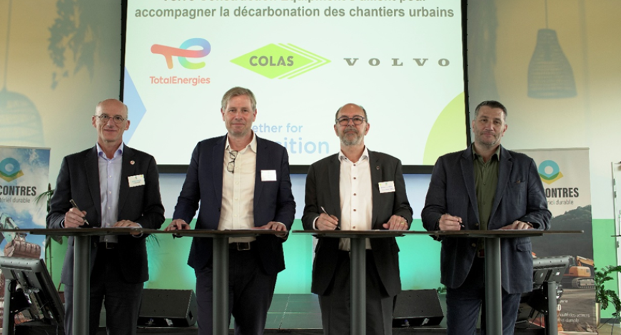 Signature d’un partenariat entre TotalEnergies, Colas, Volvo CE et Volvo Trucks pour décarboner les chantiers urbains