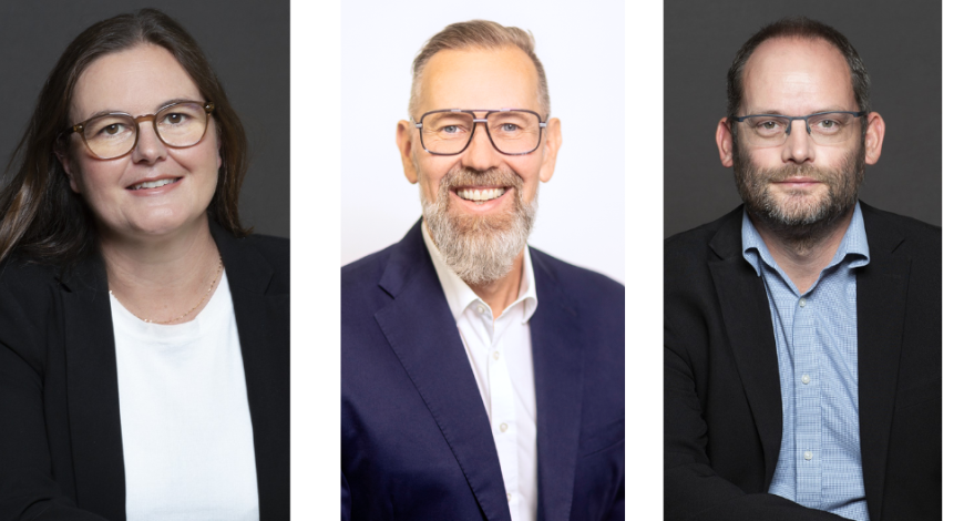 De gauche à droite :  Virgine Lanfrey, Michael Zech et Dan Squires