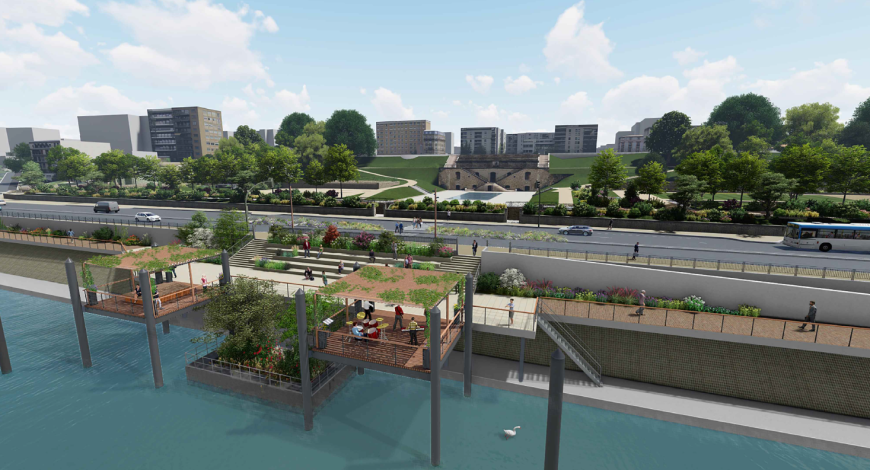 NGE aménage une promenade de 600 m sur les berges de Seine à Courbevoie