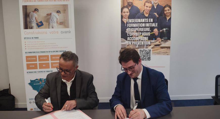 Signature du partenariat entre l’OPPBTP et le BTP CFA d’Île-de-France Signature du partenariat entre l’OPPBTP et le BTP CFA d’Île-de-France