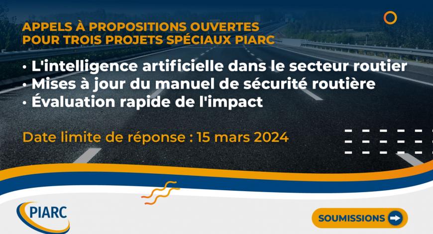 PIARC lance trois appels à propositions pour des projets spéciaux qui seront mis en œuvre en 2024