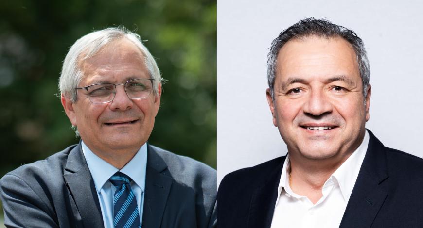 Les mandats d’Alain Plantier (à gauche), président de l'Unicem et de l’UNPG, et de Jean-Marie Modica (à droite), président du SNBPE, ont été renouvelés