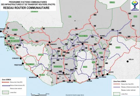 L’UEMOA et son réseau de routes communautaires.