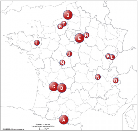 Carte des territoires étudiés. Carte des territoires étudiés.