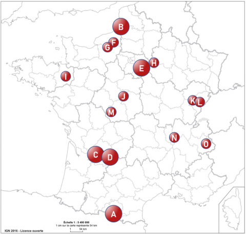 Carte des territoires étudiés.