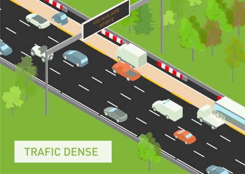 Sur le tronc commun A4-A86, lors de la formation d'une congestion, la BAU devient circulable.