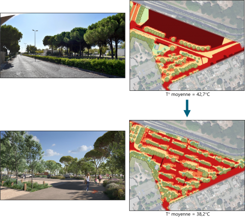 Aménagement du parking en entrée de ville.