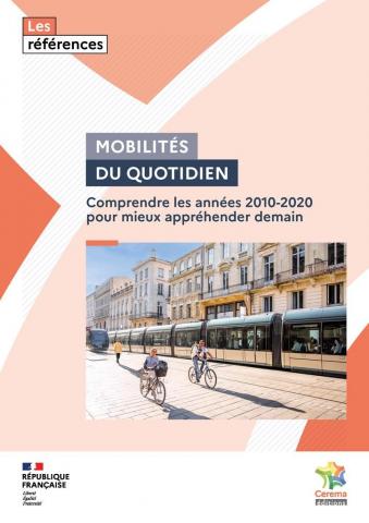 Couverture du bilan des mobilités du quotidien de la décennie  2010-2020, publiée par le Cerema.