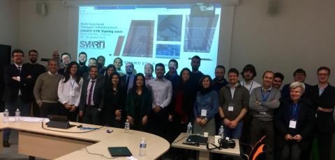Participants à l’infrakhaton organisé par l’Ifsttar lors de la « training week » de janvier 2019 du projet européen Smarti réunissant des jeunes chercheurs de l’Europe entière. Participants à l’infrakhaton organisé par l’Ifsttar lors de la « training week » de janvier 2019 du projet européen Smarti réunissant des jeunes chercheurs de l’Europe entière.
