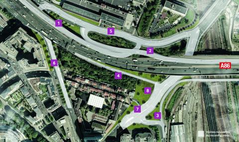 Les travaux sur l’échangeur de Pleyel ont pour principal objectif d’améliorer la desserte du secteur en complétant les échanges avec l’autoroute A86 depuis et vers l’Est, suite à la fermeture de ces mouvements au niveau de la porte de Paris.