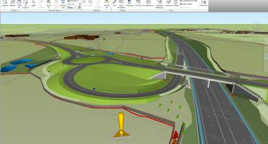 Aperçu d'une maquette numérique d'infrastructures routières.  