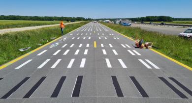 Site d’essai de la RN2 pour les produits de marquage routier