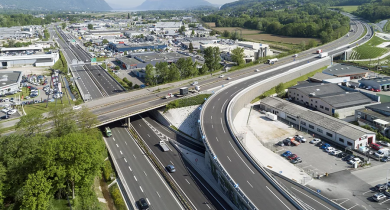 Remplacement express du pont surplombant la voie rapide urbaine de Chambéry