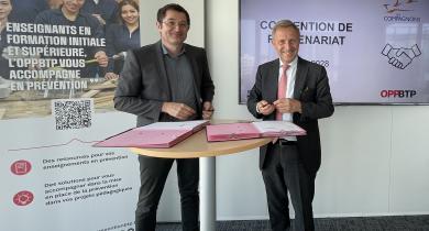 Signature du partenariat entre l’OPPBTP et les Compagnons du devoir et du tour de France.  