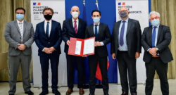 De gauche à droite : Philippe Pons (Syntec-Ingénierie), Bruno Cavagné (FNTP), Yves Krattinger (Idrrim), Jean-Baptiste Djebbari (ministère en charge des Transports), Bernard Sala (Routes de France), Pascal Berteaud (Cerema).
